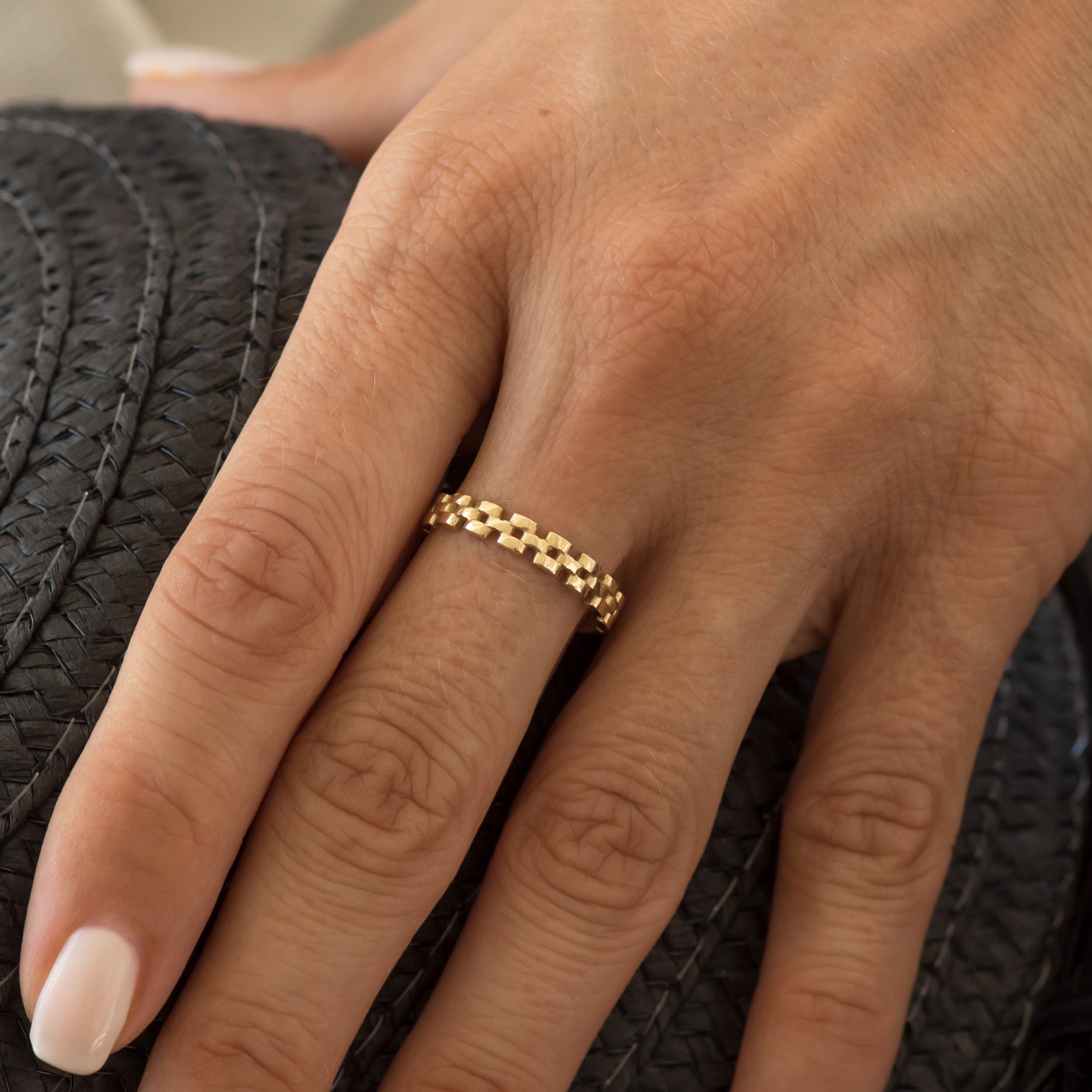Solid 14kGold Chain Ring * Chain Ring * Chunky Chain Ring * Curb Chain