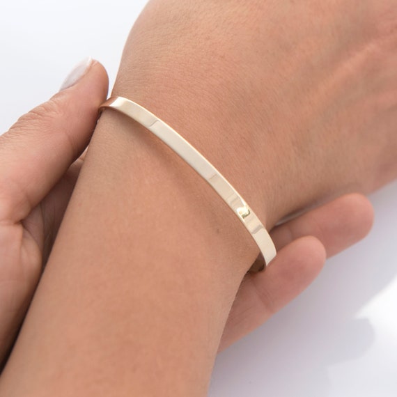 Plain Solid Gold 4mm Bracelet Gold Cuff Braceletsolid Gold 