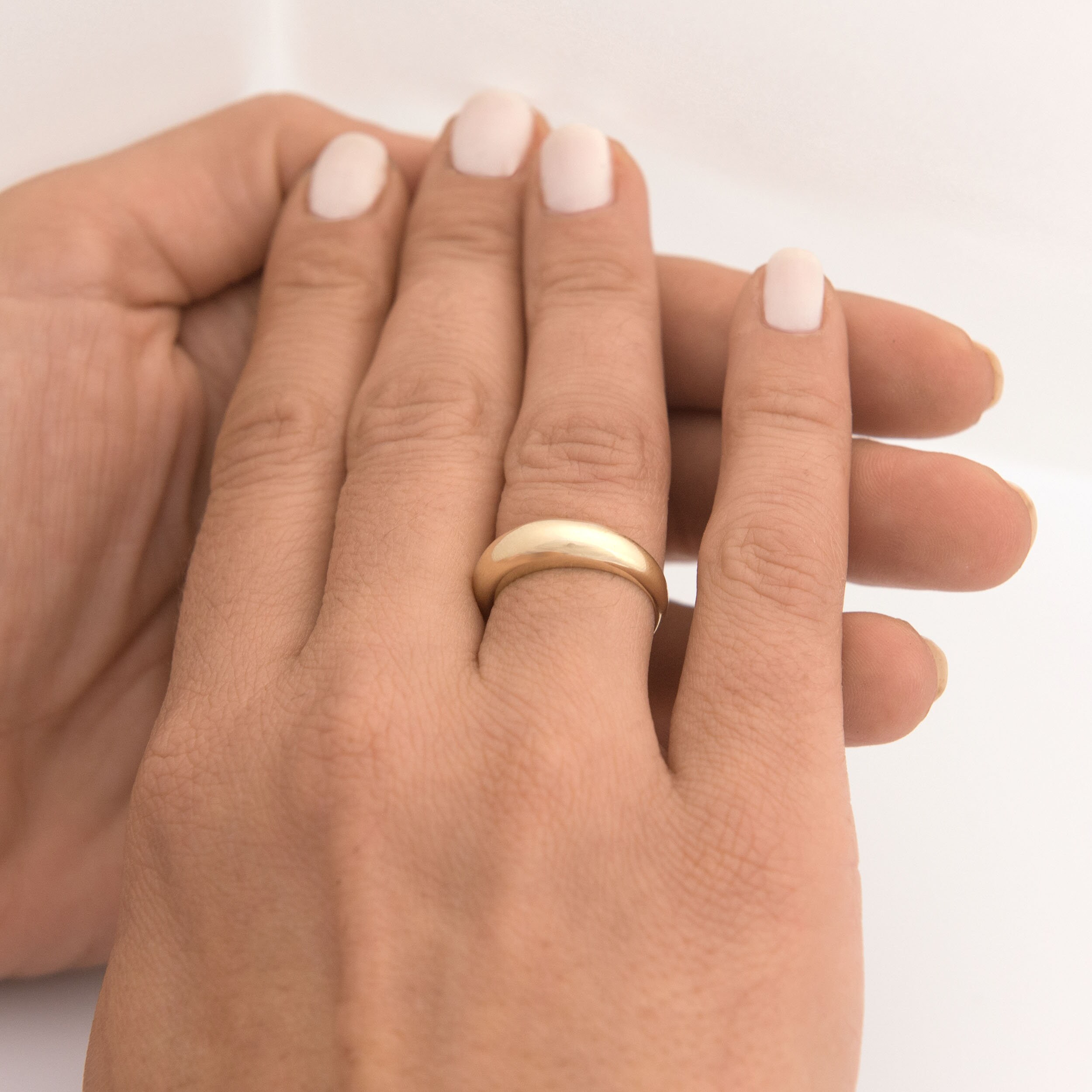 Solid Gold Dome Ring / Dome Ring Gold / Statement Ring / Crescent Dome