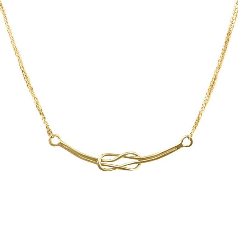 Gold Knot Necklace, Sailor Knot Necklace, Infinity Knot Charm, 14k