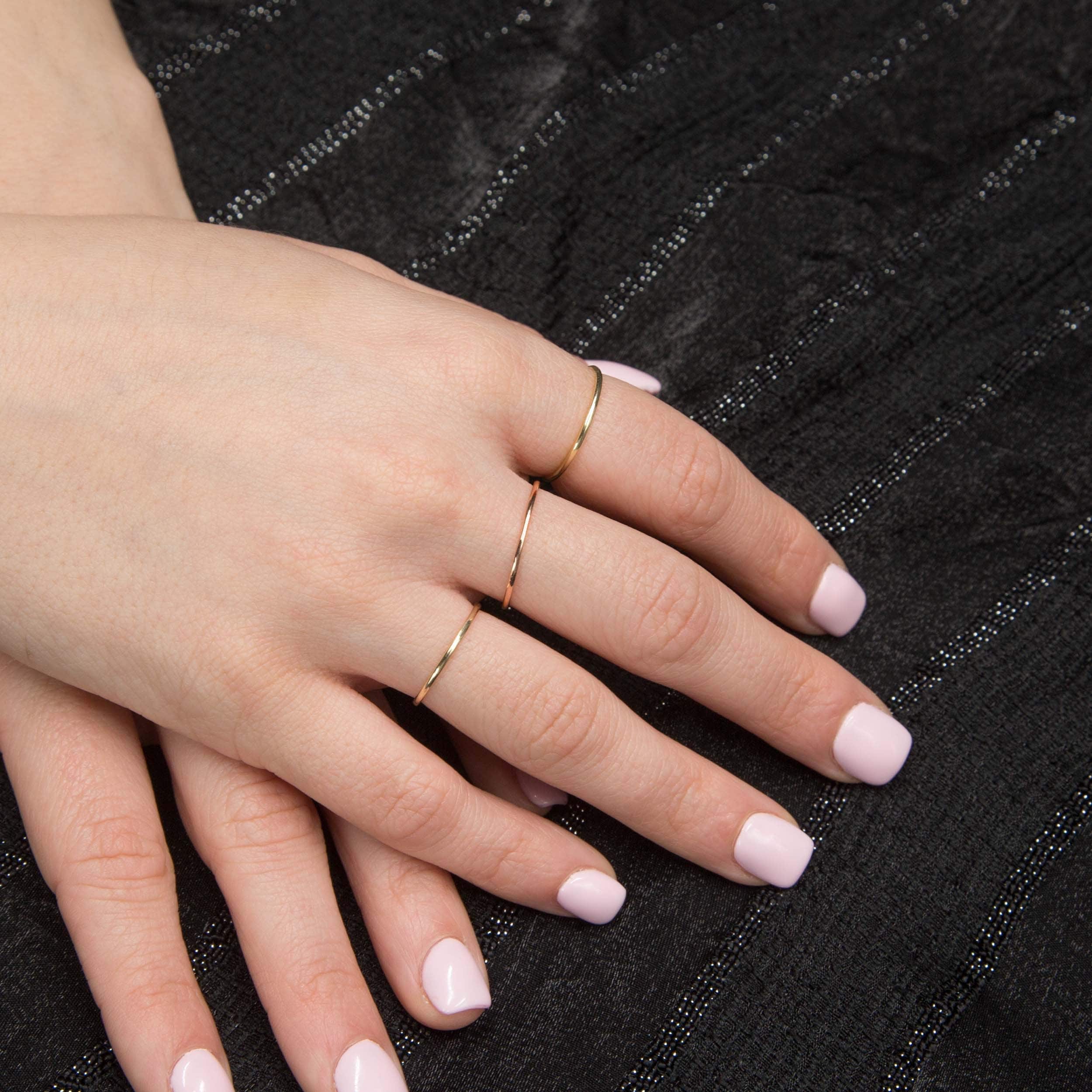 Solid Gold Band, 14k Thin Gold Ring, Thin Wedding Ring, Knuckle Ring