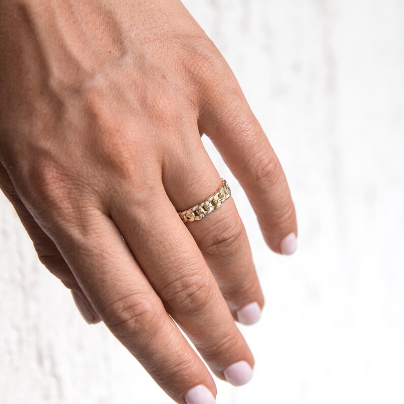 Diamond Ring* Solid 14kGold Ring Ring Chain Ring Gold Ring Chain Eternity Chain Ring Chunky Chain Ring Curb Chain Ring