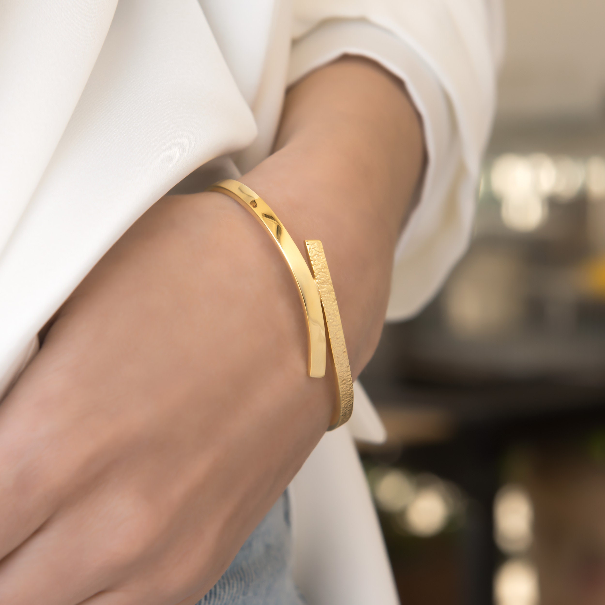 The Jewel Republic FashionableStylish Latest Design Matte Gold Cuff  Bracelet for Girls and Women