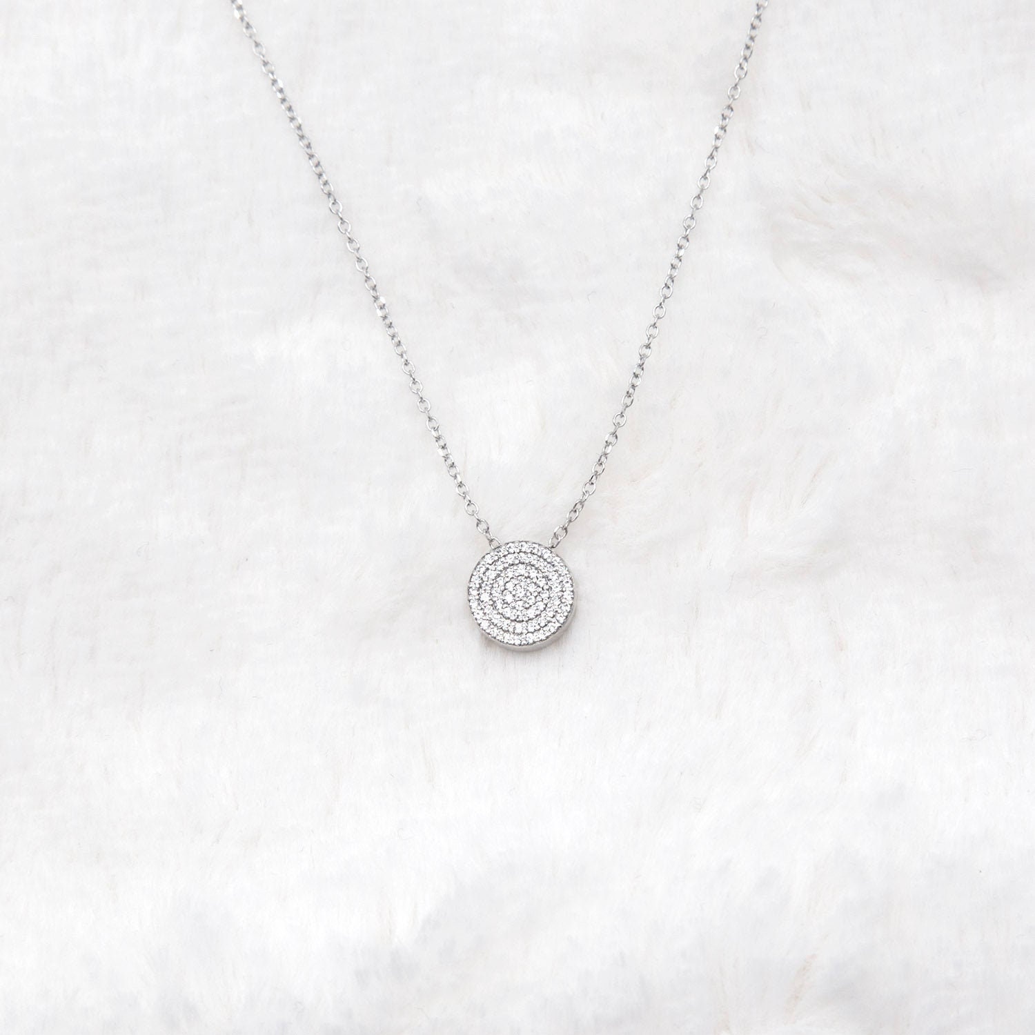 Disc Necklace, Diamond Disc Necklace 