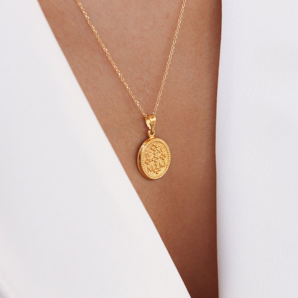 Christian Necklace, Greek Christian Necklace, Oval Charm Byzantine
