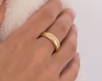 Donut Ring, Chunky Ring, Dome Ring, Solid Gold K14, Large Wedding Band, Comfort Fit Gold Band, statement Ring, Stacking Ring, Birthday Gift