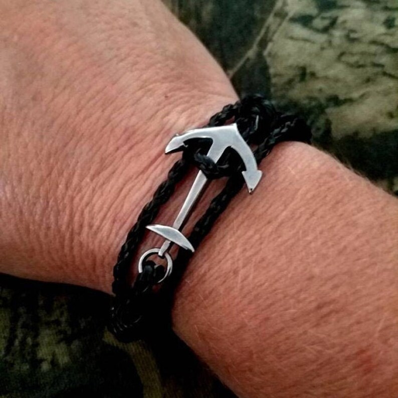 Anchor Bracelet Wrap Leather Bracelet Mens Anchor Bracelet Etsy
