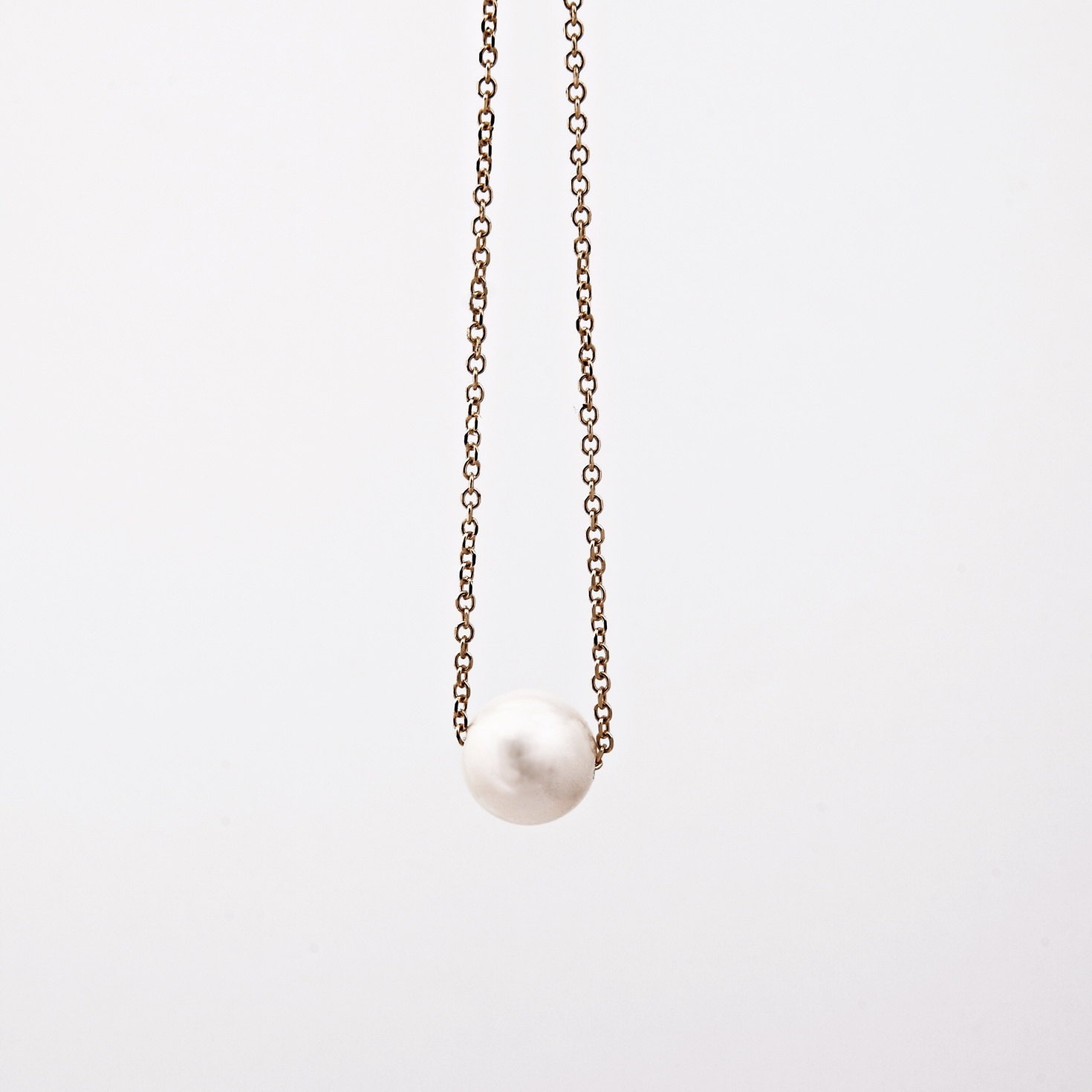 Single Pearl Necklace Gold Pearl 