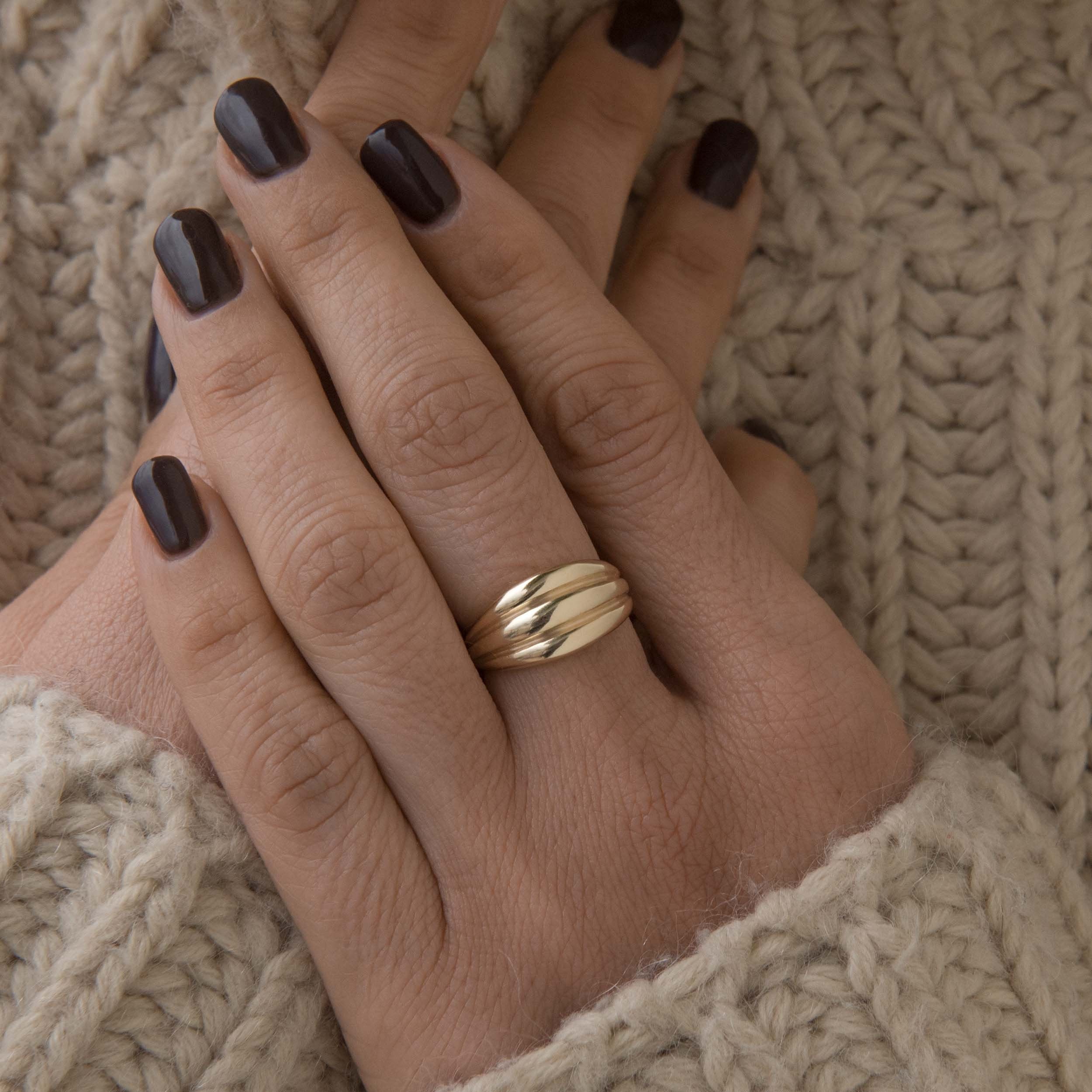 14k Gold Triple Dome Ring / Dome Ring Gold / Statement Ring / Gold Ring / 14k Gold Ring / Bold