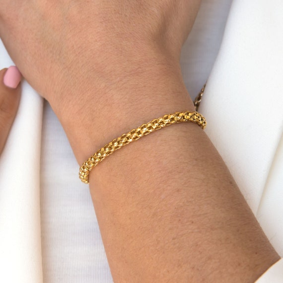 Wheat Chain Bracelet / 14k Solid Gold 