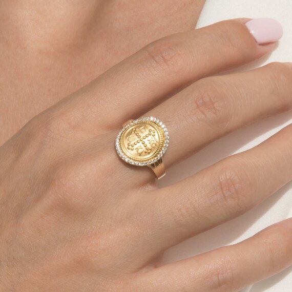 14kt gold coin ring deals