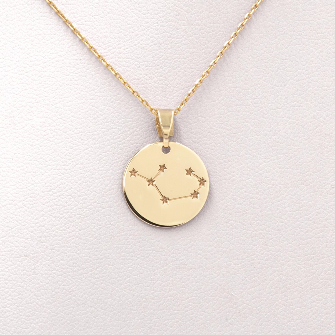 Solid Gold Medallion Necklace 14kt Gold Constellation Etsy
