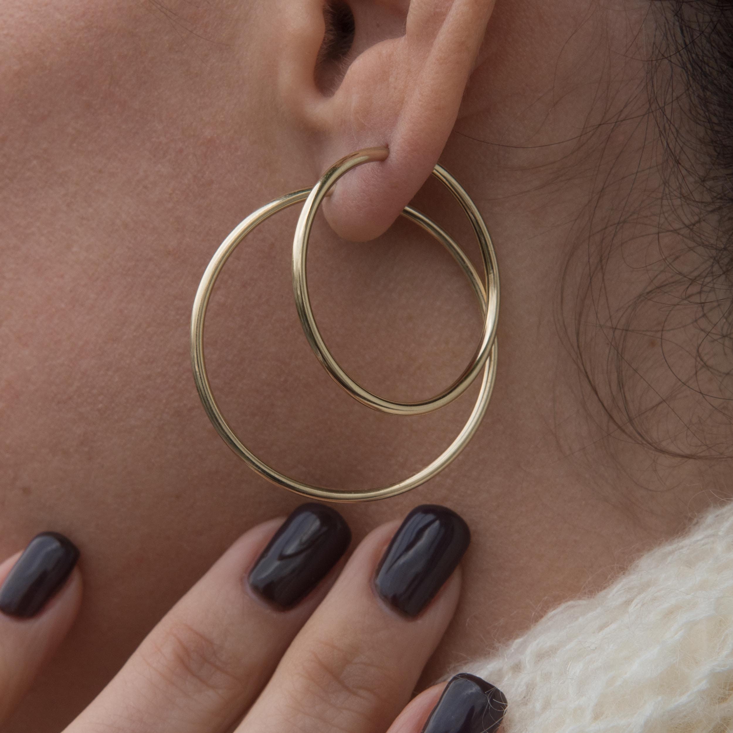 Solid 14K Yellow Gold Big Hoops Round Hoop Earrings Big Etsy