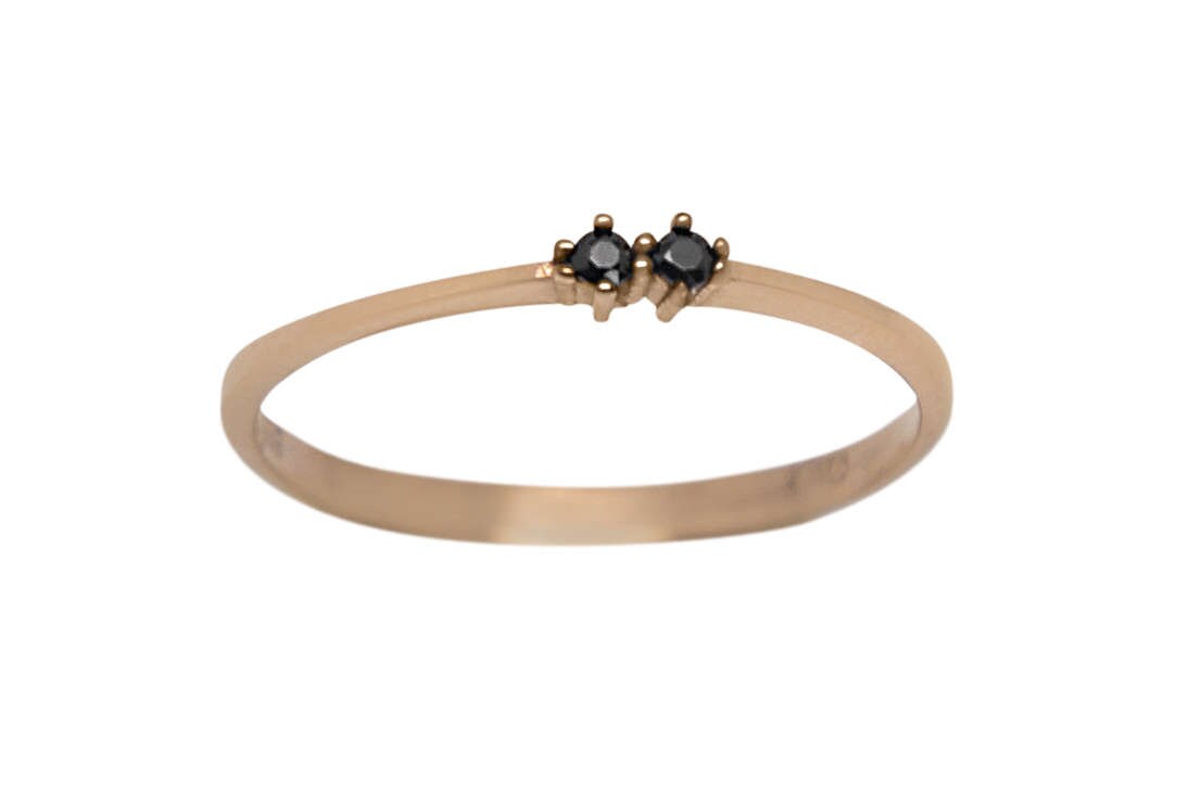 Diamond Gold Ring Double Stone Ring Promise Ring Engagement Ring