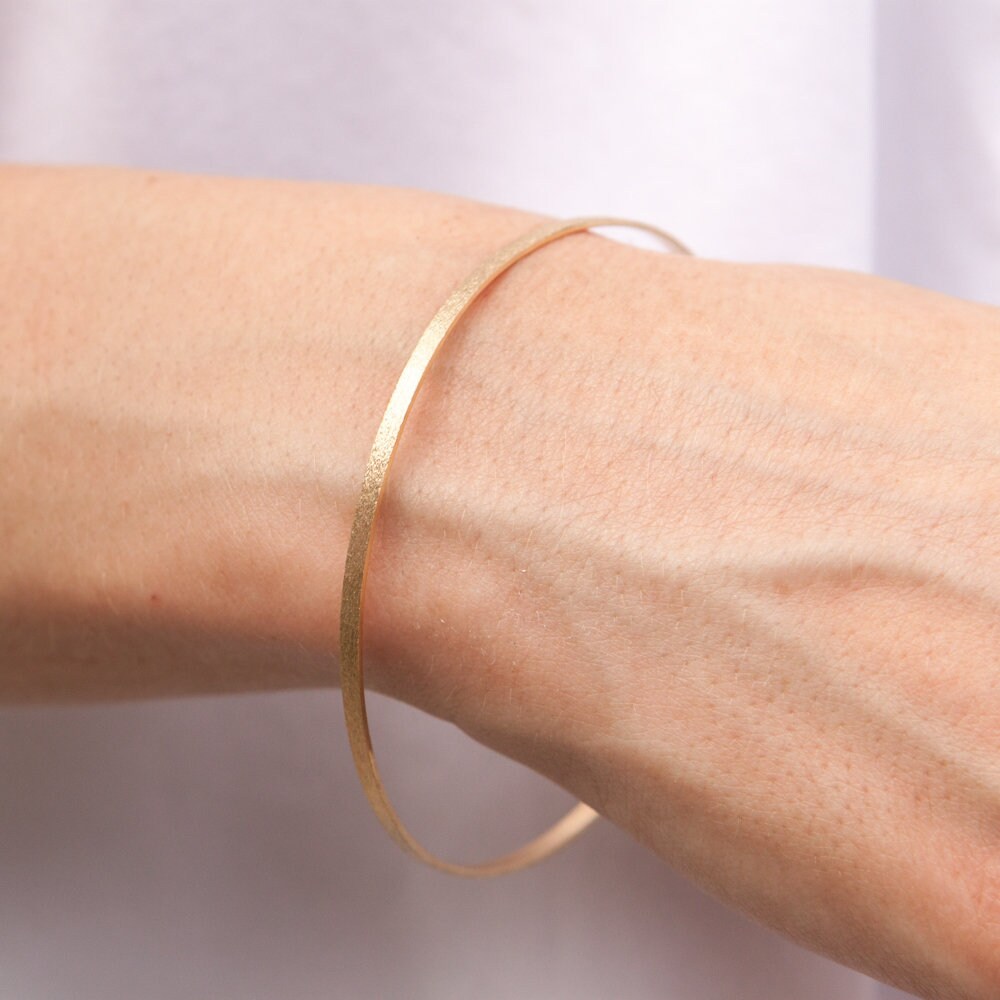 Gold Bangle Bracelet, Solid Gold Bangle, Jewelry Gift for Her, Wide