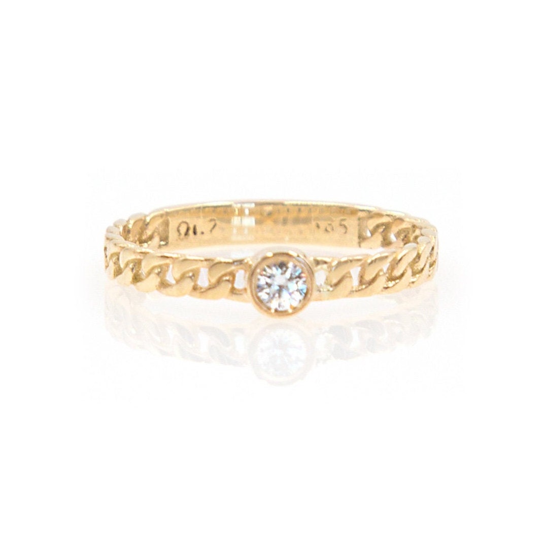 Gold chain ring with diamond Clearance