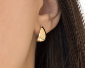 Pendientes colgantes Dome Kylie, pendientes de media cúpula de oro macizo de 14 k, pendientes colgantes de oro, pendientes de dama de honor de oro, pendientes de todos los días, regalo de hermana