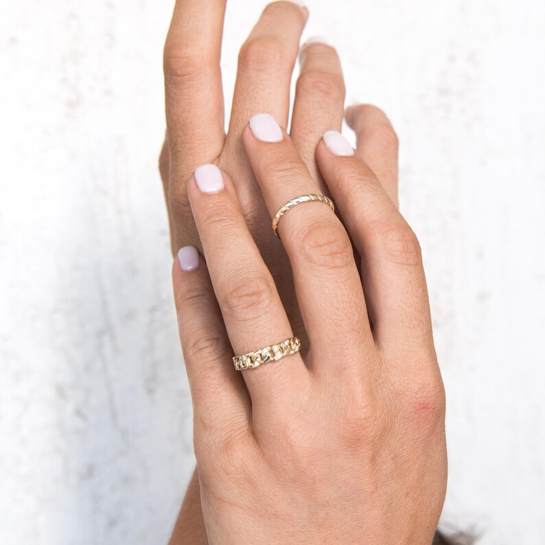 Diamond Ring* Solid 14kGold Ring Ring Chain Ring Gold Ring Chain Eternity Chain Ring Chunky Chain Ring Curb Chain Ring