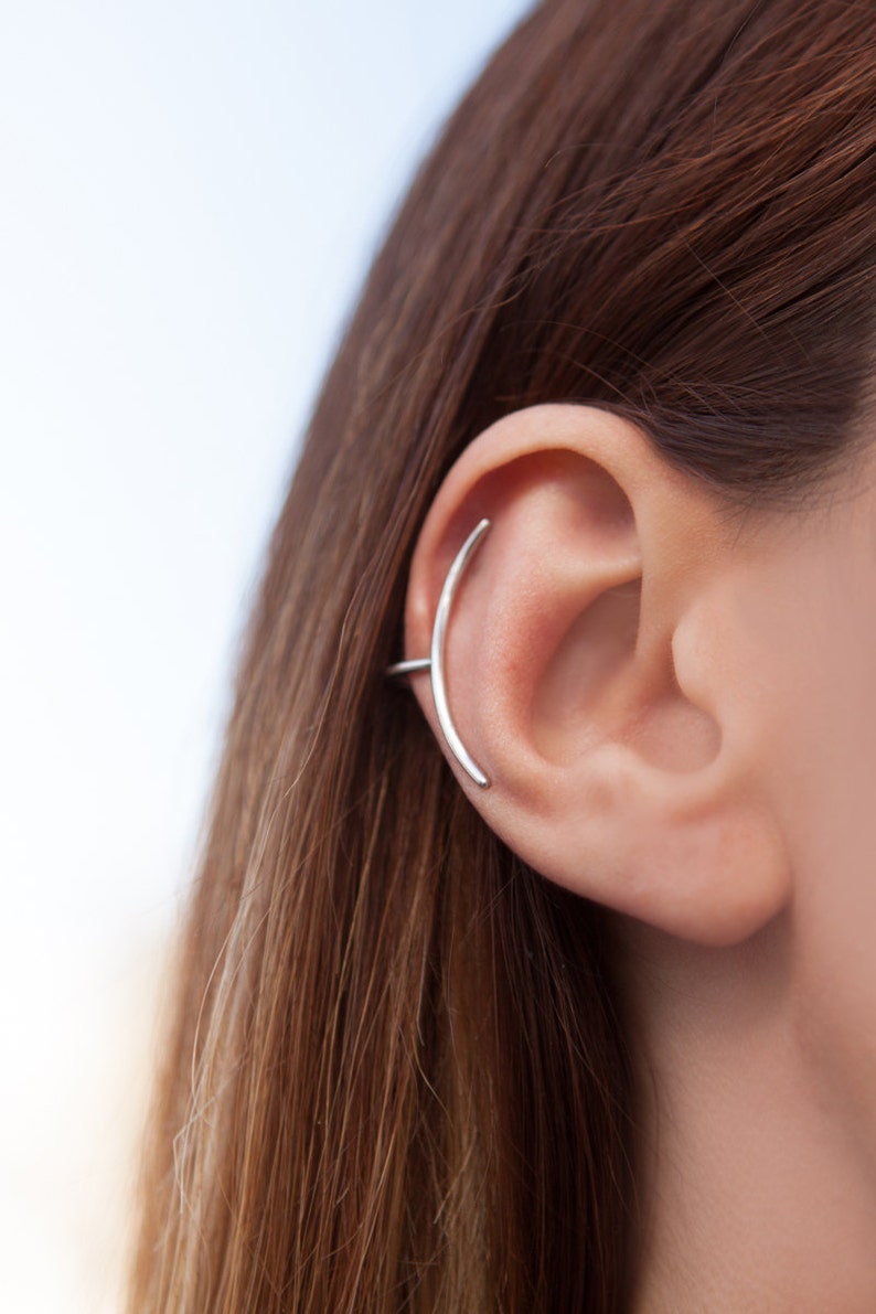 Bar Earrings Silver Bar Earrings Ear Cuff Non Pierced Bar Etsy