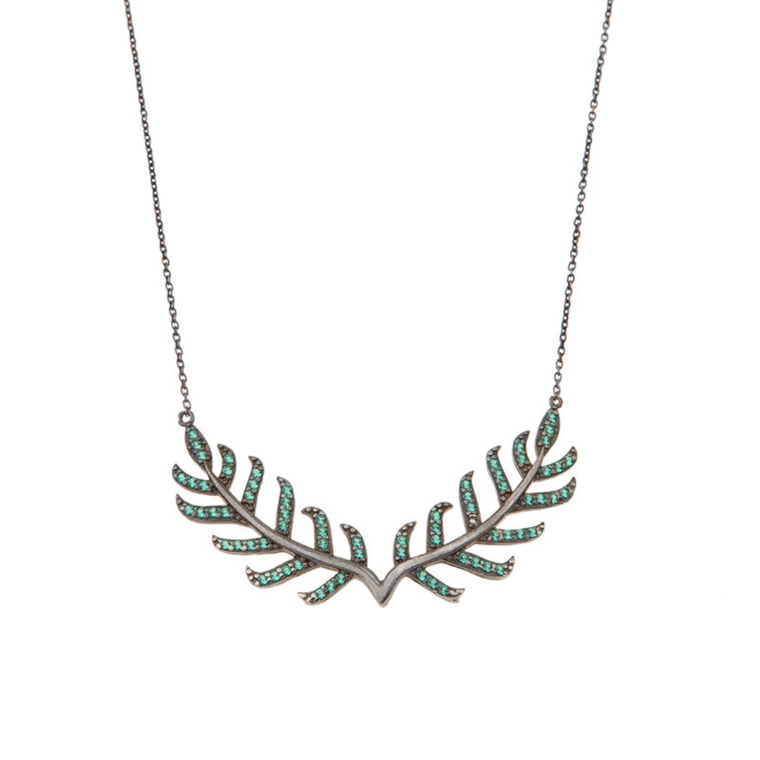 Silver Leaf Necklace Laurel Wreath Branch Necklace Leaf Etsy