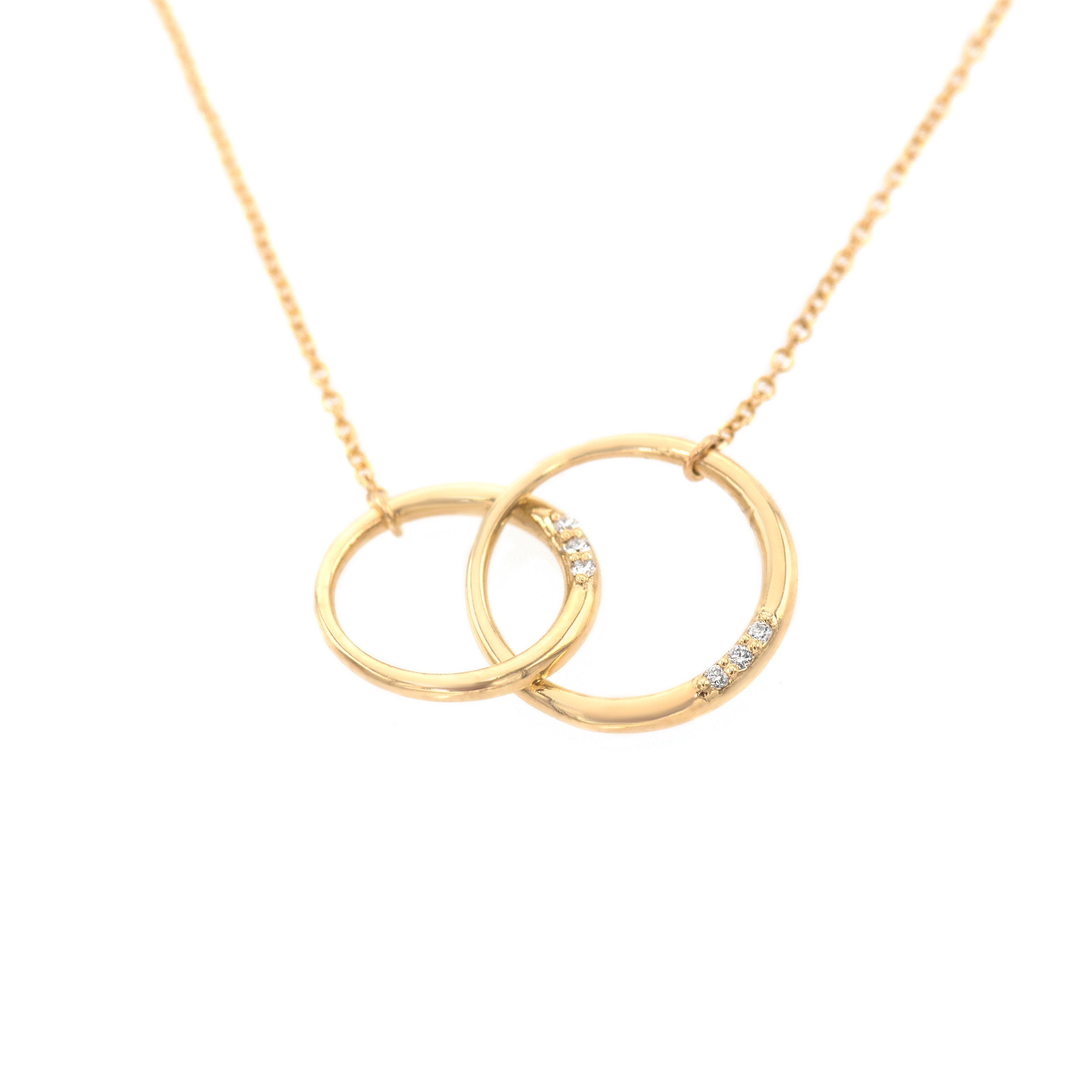 Diamond Necklace, Gold Linked Rings, Linked Rings Necklace, Double