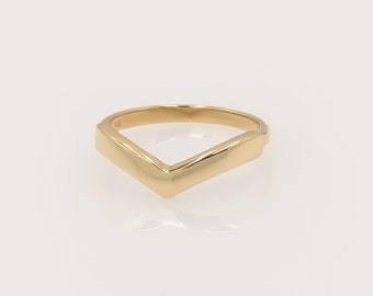 Gold 14k V Ring, 14k Gold V Shaped Ring, Chevron Ring, Dainty Ring, Stacking Minimalist Ring, Wishbone Ring, Statement Ring, Sister Gift