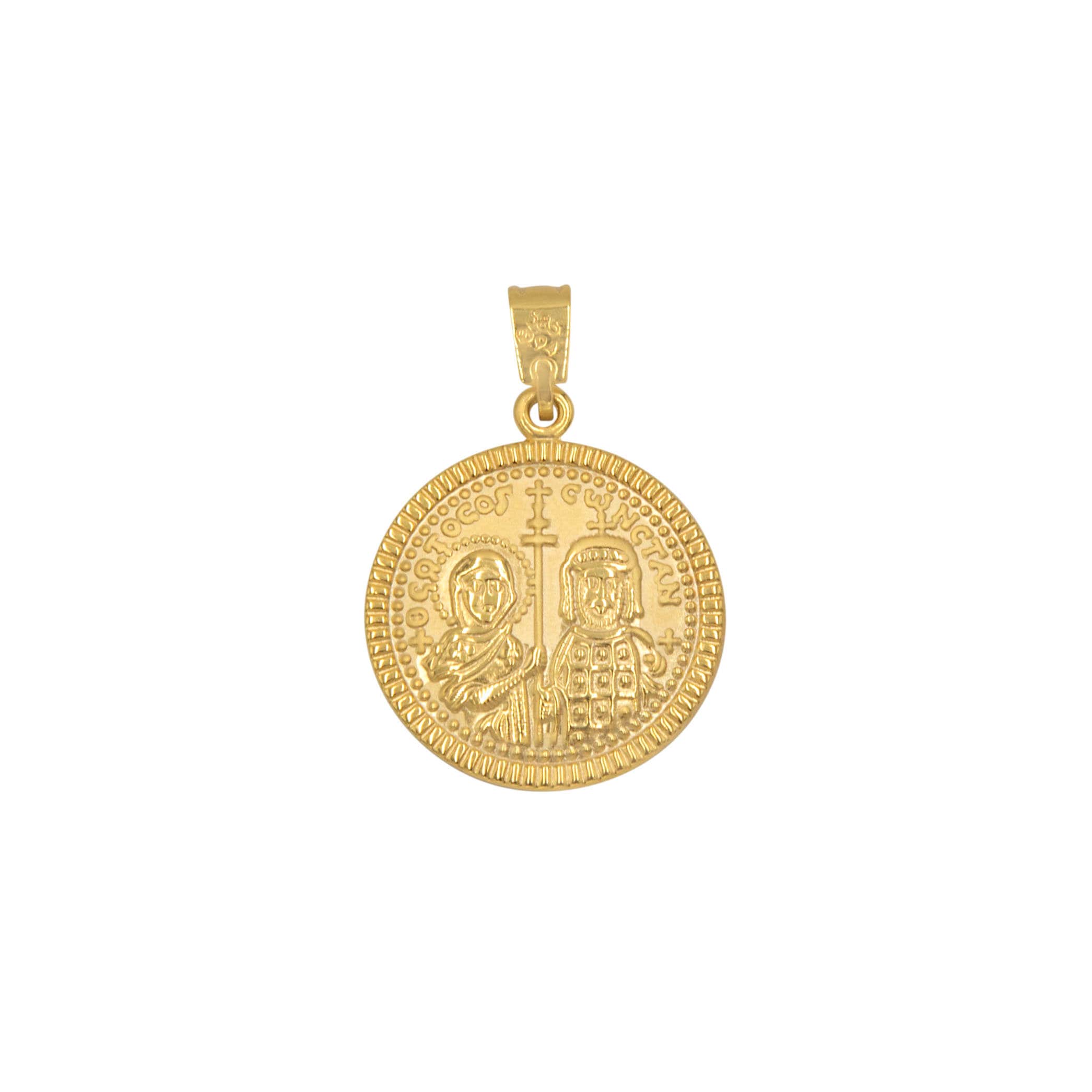 Christian Necklace, Greek Christian Necklace, Real Gold 14k Coin