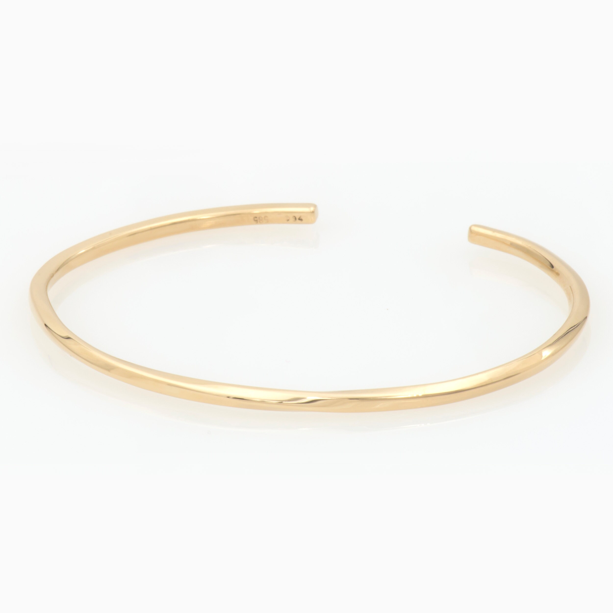 Solid Gold Twist Bracelet, Gold 14kt Cuff Bracelet, Solid Gold Open