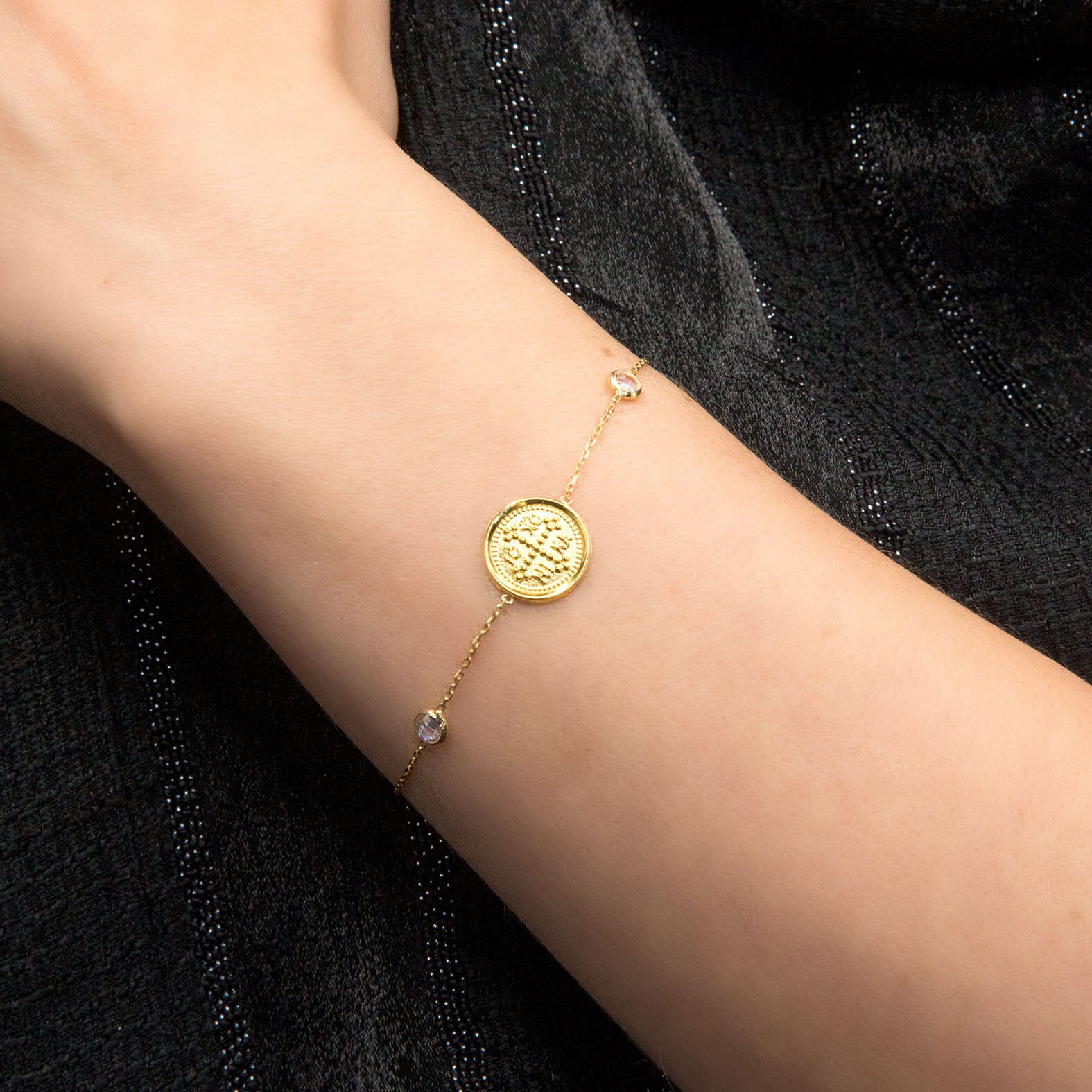 Christian Bracelet, Greek Christian Bracelet, Solid Gold 14k Cross