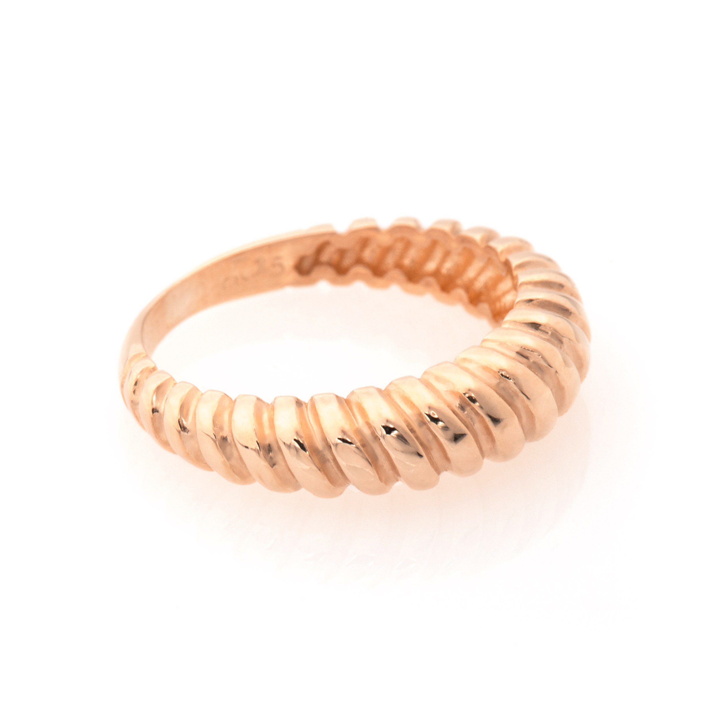 14k Gold Twisted Dome Ring / 14k Solid Gold Bold Croissant Ring ...