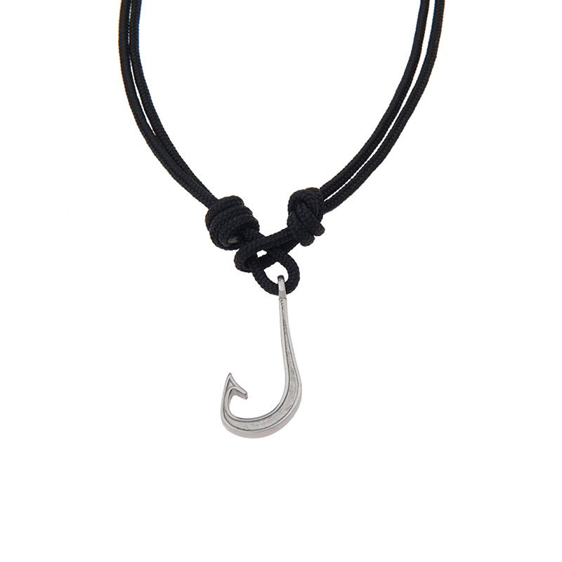 Fish Hook Bracelet, Silver Nautical Charm, Double Wrap Bracelet, Men's ...