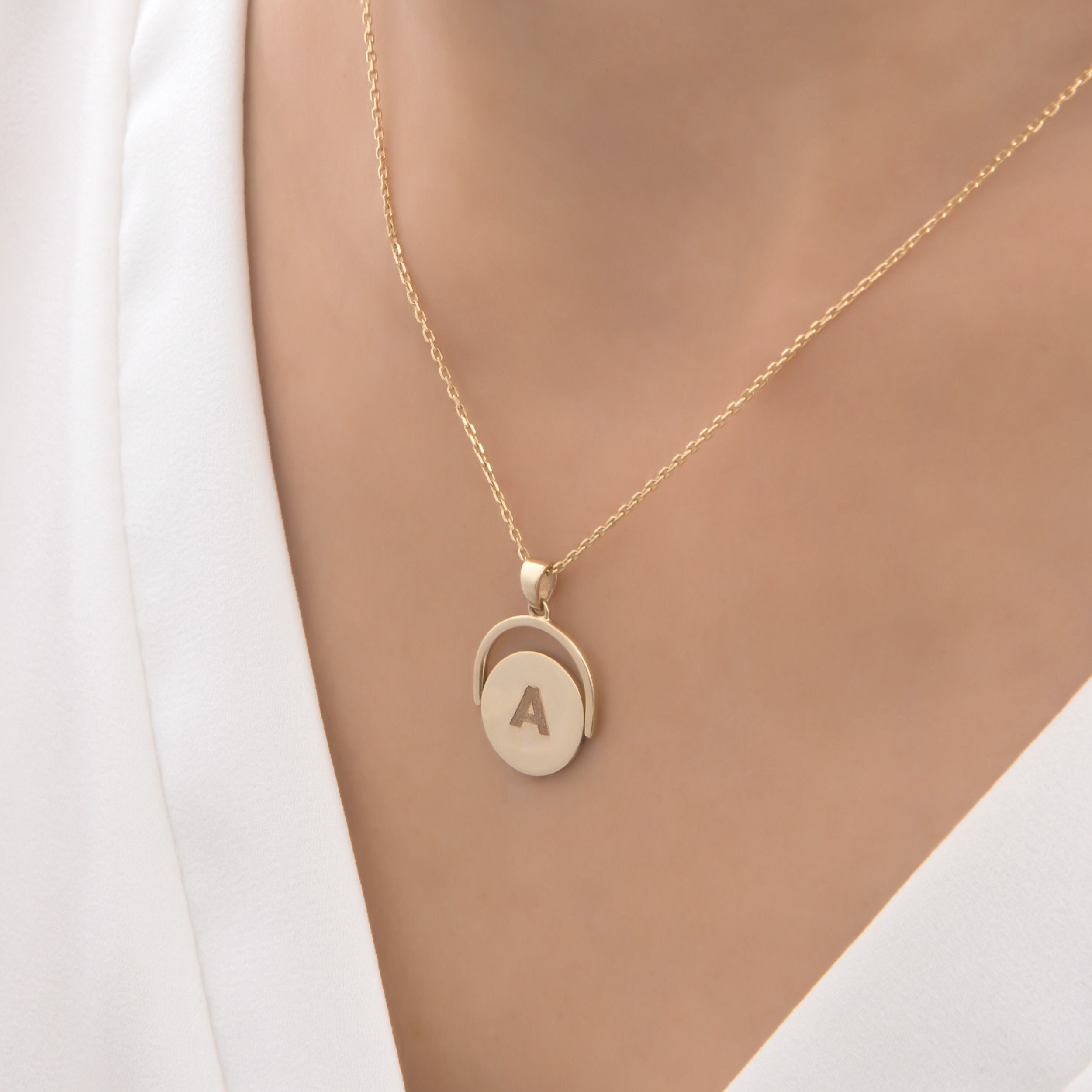 14k Monogram Pendant Necklace 
