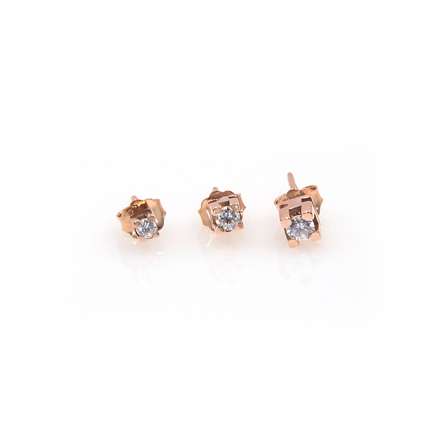 Gold Stud Earrings, Square Stud Earrings, Gemstone Earrings, Solitaire