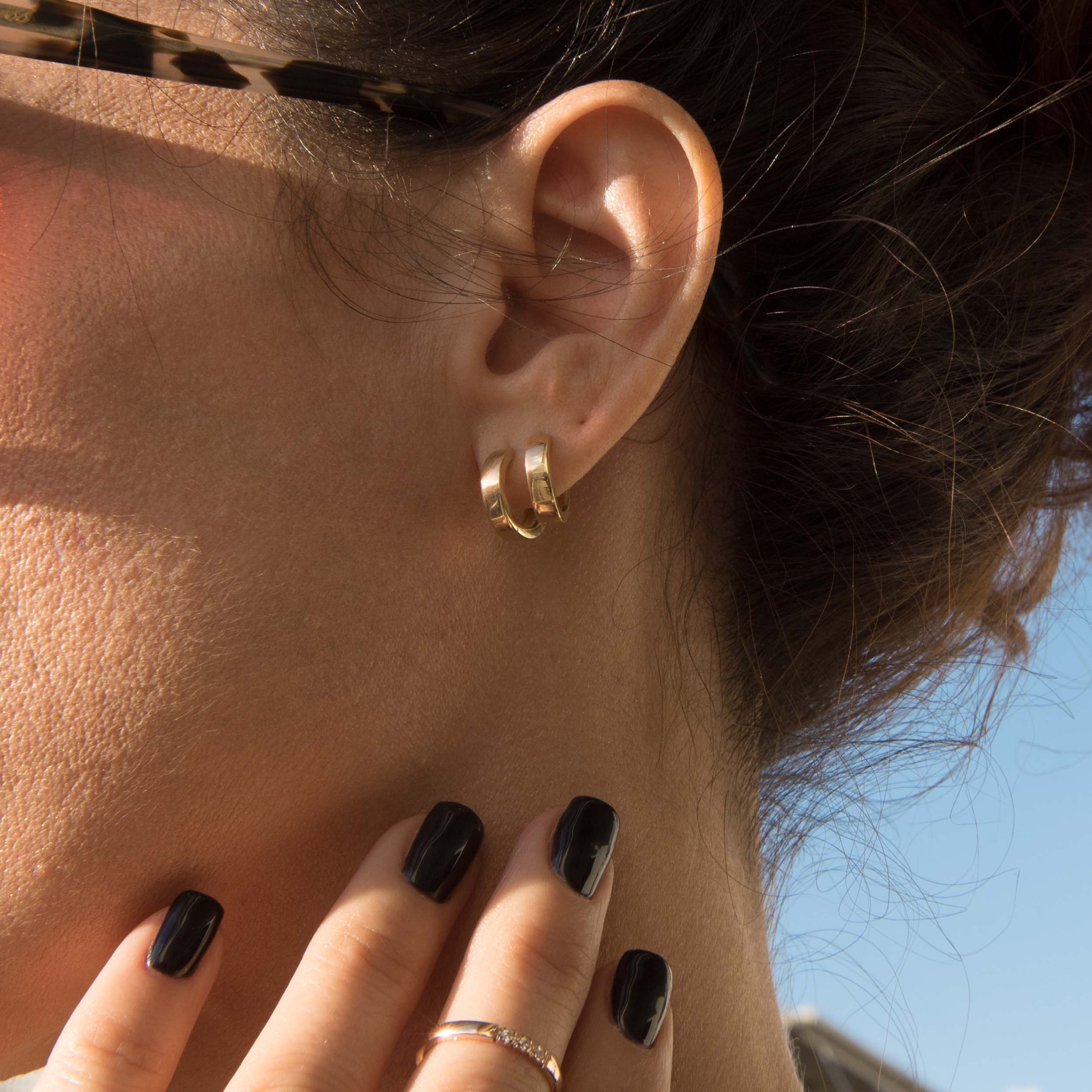 Solid 14K Yellow Gold Mini Hoops 12mm Round Hoop Earrings 14 k Gold