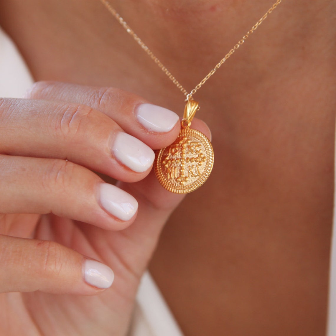 Christian Necklace Greek Christian Necklace Oval Charm Etsy