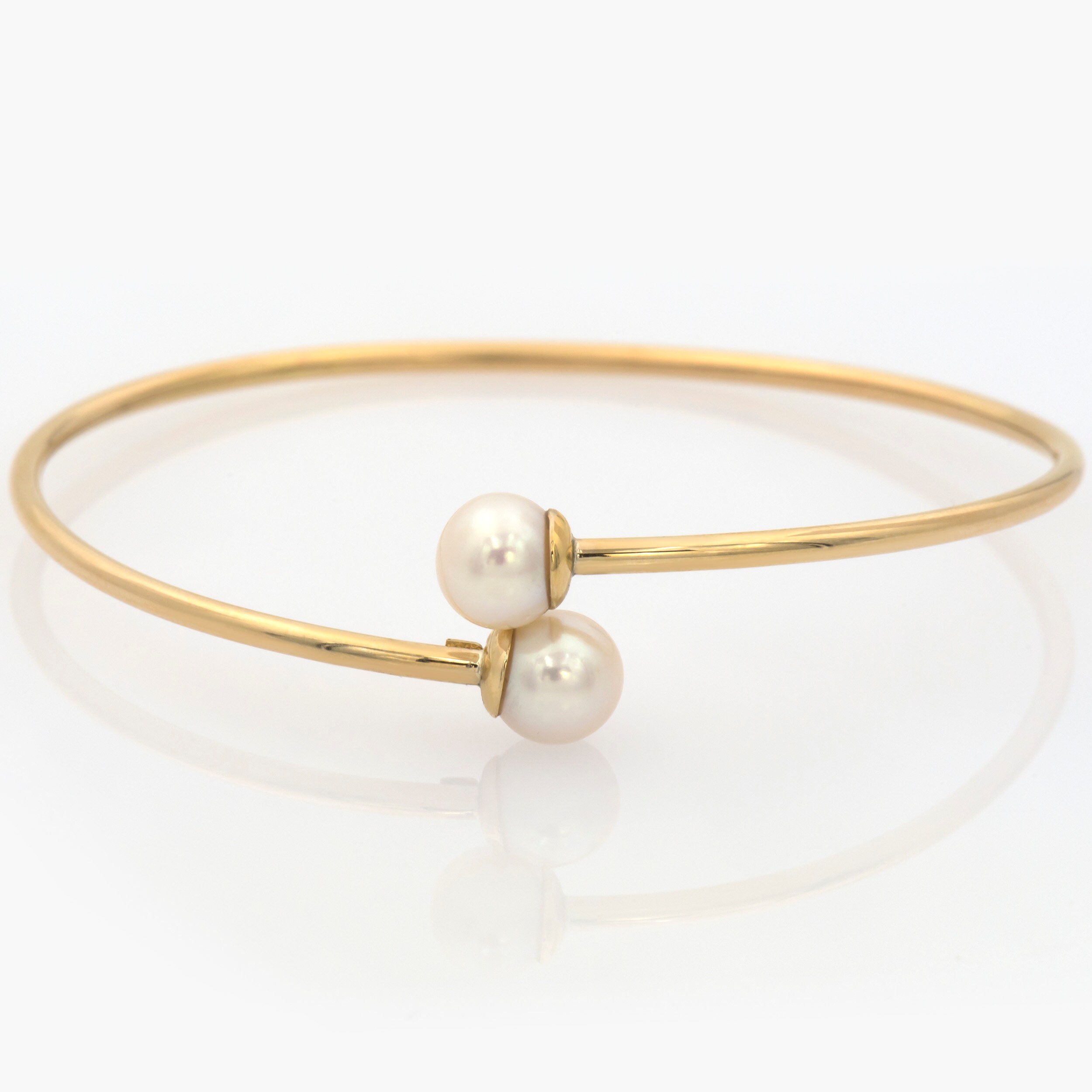 Gold Bangle Pearl Bracelet, 14k Real Gold Bangle, Jewelry Gift for Her