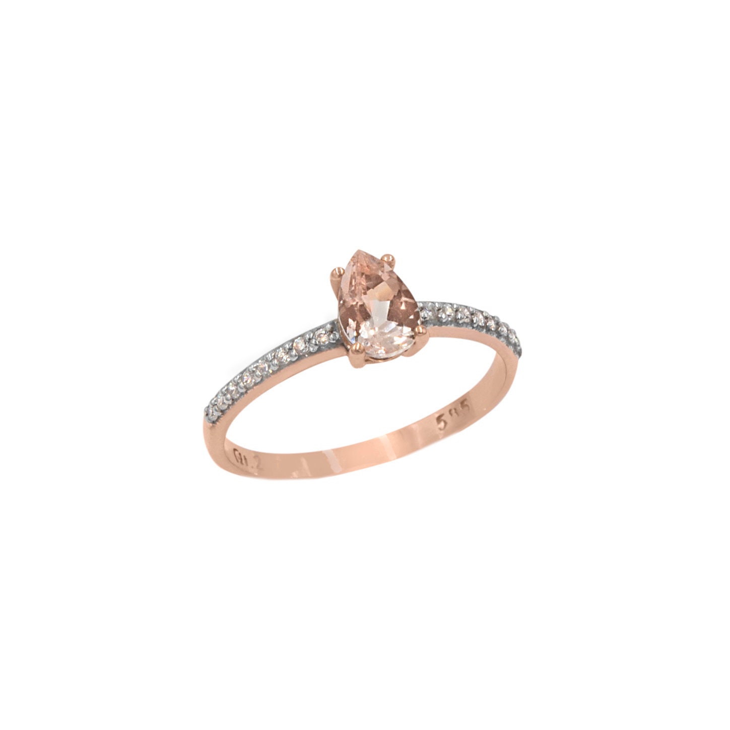 Morganite Ring Pear Engagement Ring Engagement Ring Pear Cut Ring Teardrop Ring Diamond Engagement Ring Diamond Ring Wedding Ring