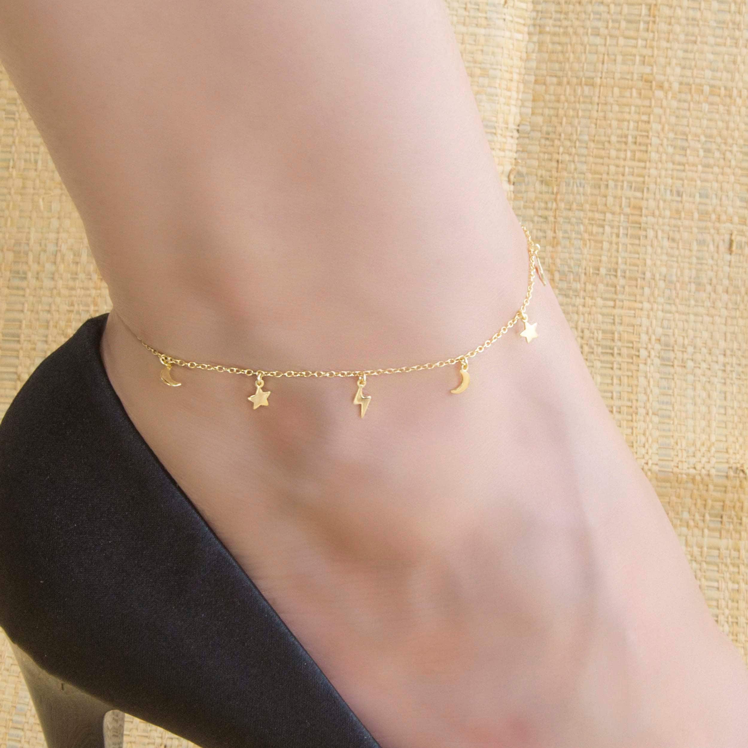 Silver Anklet, Hanging Charm Anklet, Anklet Bracelet, Chain Anklet