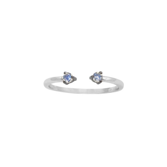 Double Stone Ring Moonstone Ring Blue Moonstone Ring Dual Etsy