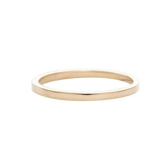Thin Band, Flat Band, Thin Gold Ring, Solid Gold Band, 1.5 mm Band Ring