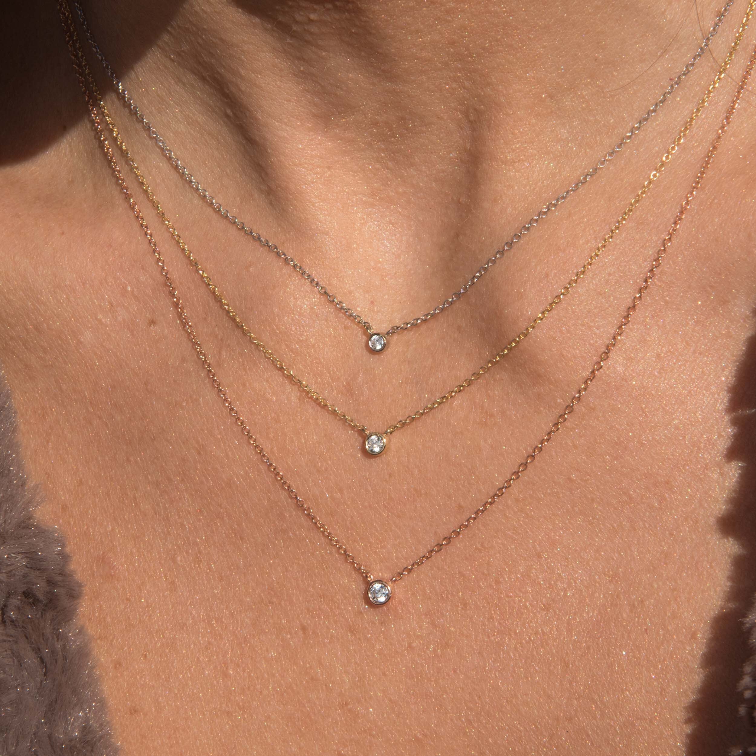 Diamond Wedding Necklace / Diamond necklace / Diamond bezel / Dainty