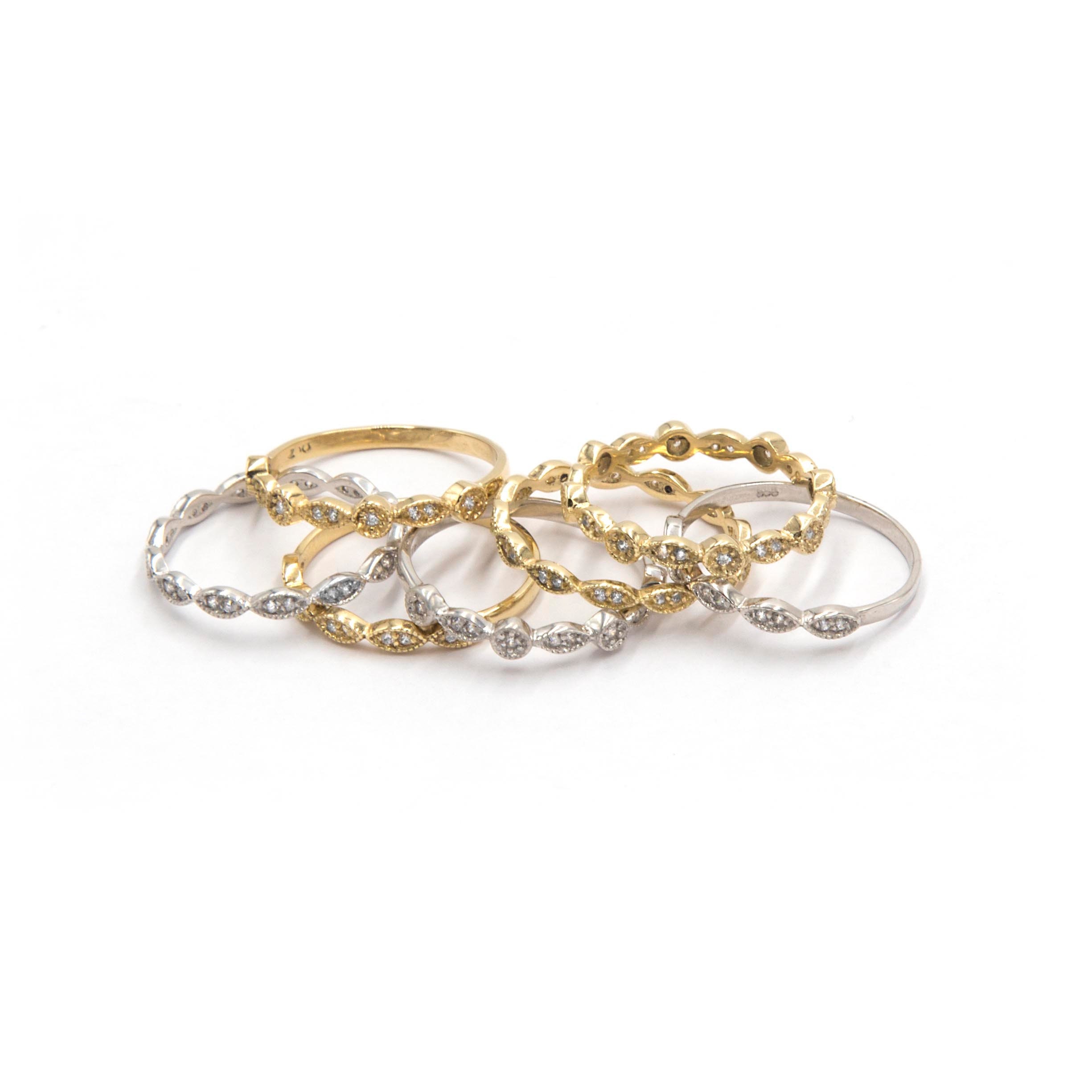 Diamond Ring Milgrain Bead & Eye 14K Gold Full Eternity Unique Wedding ...