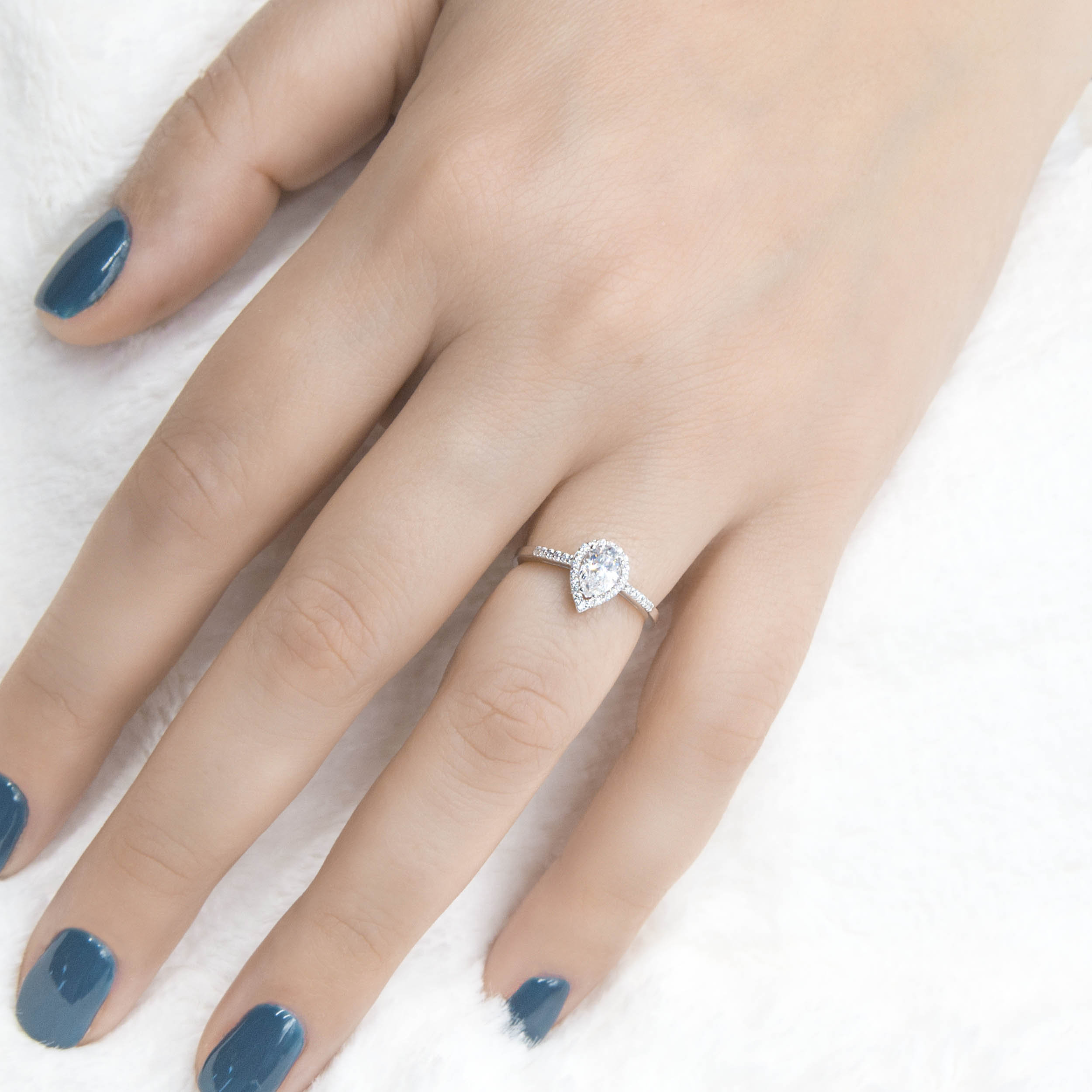 Pear Cut Engagement 14k Rose White Gold Pear Simulated Diamond Pear