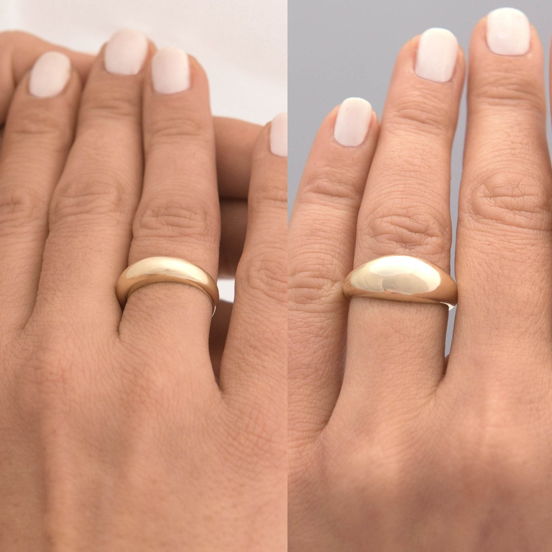 Real Gold Dome Ring, Statement Ring, Chunky Solid Gold Ring, Large Dome