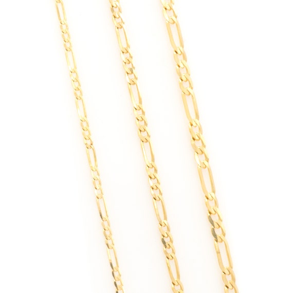 14K Solid Gold Figaro Chain Necklace 