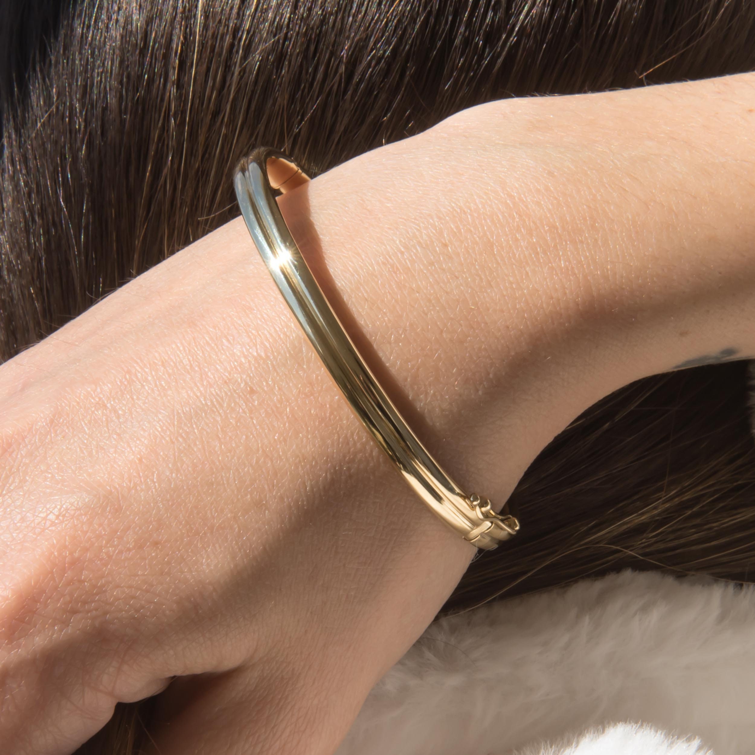 Plain Gold Hinged Bracelet, 14k Real Gold Bangle, Wide Gold Cuff, 6 mm  Hinged Bangle, Real Gold Bracelet