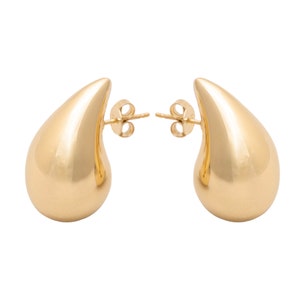 14k Gold Kendall Drop Dome Earrings, Solid Gold K14 Drop Earrings ...