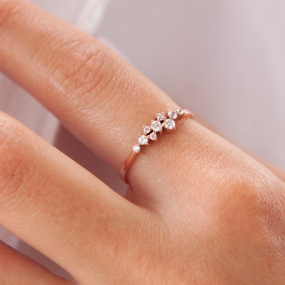 Diamond Cluster Ring Diamond Ring Cluster Ring Wedding - Etsy
