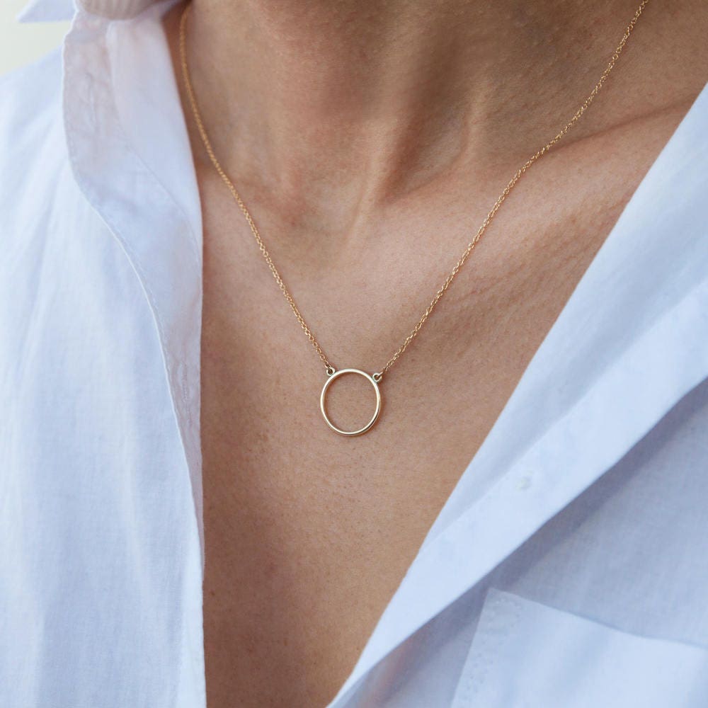 Ring Necklace Halo Necklace Gold Circle Necklace Circle of Life