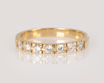 Diamant Eternity Ring, Massiv Gold K14, Ehering, Verlobungsring, Stapelring, Klassischer Bandring, Minimalistischer Diamantring, Geschenk zum Jahrestag